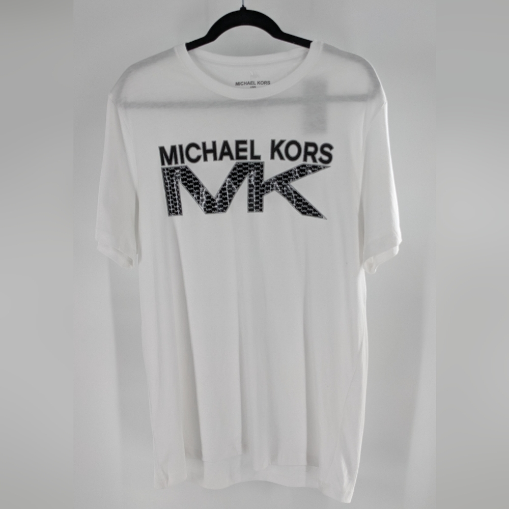 Michael Kors White Black Logo Shirt Size L New